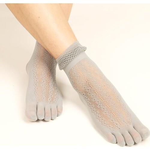 5 Pairs Five Finger Sweat Short Socks Womens Thin Lace Hollow Comfortable Toe Socks