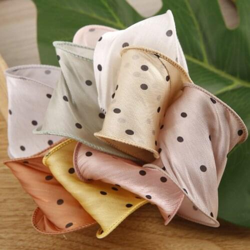50mm 50yards Satin Silk Wavy Yarn Ribbons Roll With Polka Dots Decorative Gauze Voile Crimping Bowknot Accessories Wedding