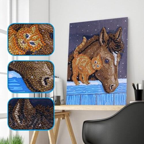 Special Shaped Diamond Painting Cat Horse Craft Needlework 3D Drill Mosaic DIY Diamond Embroidery Animal Decoration 25X30CM