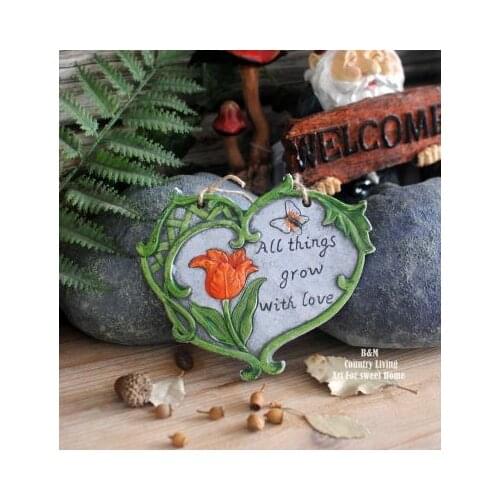 American country vintage Single heart-shaped antique garden garden patio balcony decoration cement small panel pendant pigeon