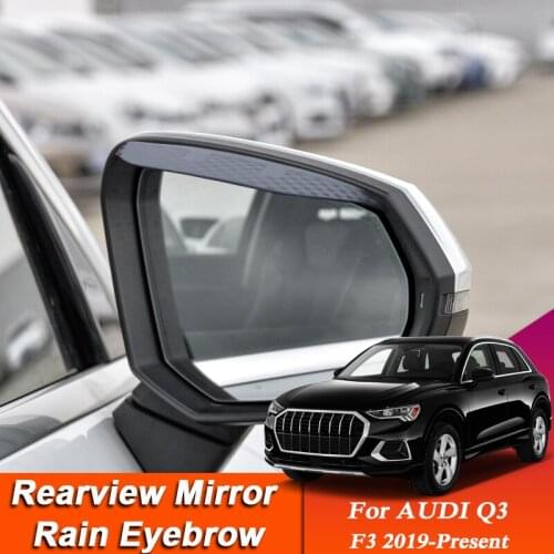 Car-styling For Audi Q3 F3 2019-Present Carbon Fiber Rearview Mirror Eyebrow Rain Shield Anti-rain Cover Sticker Auto Accessory