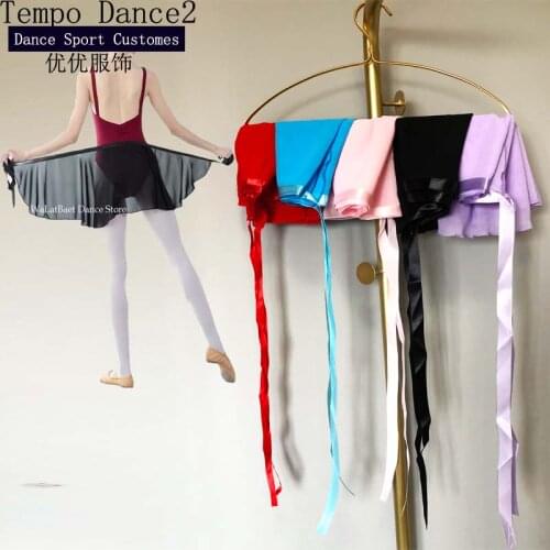 7 Colors Girls Ballerina Sheer Wrap Ballet Tutu Dress Kids Dance Skate Over Scarf Dancewear With Tie Waist Chiffon Dance Skirt