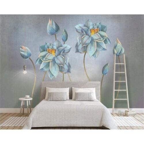 Beibehang Large hand painted 3D wall paper is the most elegant minimalist fashionable TV background flower painting 3d wallpaper