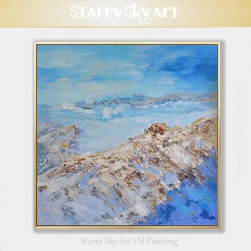 Free Shipping Painter Hand-painted High Quality Abstract Blue Landscape Oil Painting on Canvas Beautiful Abstract Oil Painting