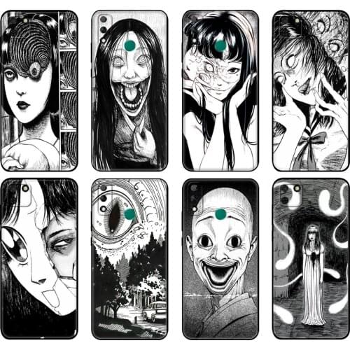 Black tpu Case For Huawei Y9S Y6S Y8S Y5P Y7P Y8P Case For Huawei Y5 lite Prime 2018 Y6 2019 Cover Junji Ito Tees Horror