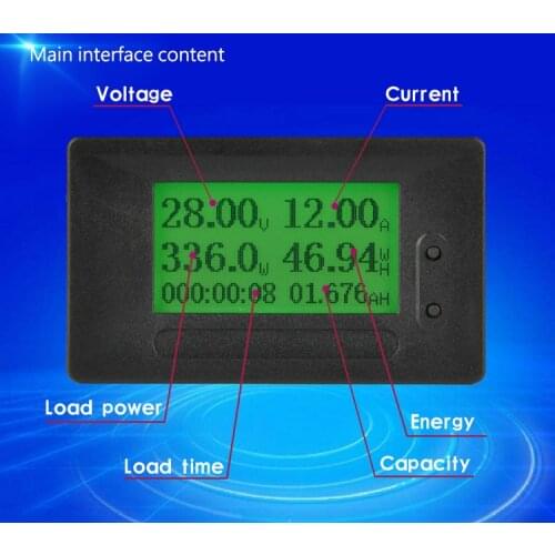 GC90 DC 6-200V 20A Digital digital ammeter voltmeter Battery coulometer Power mAH electricity Meter Time temperature PC software