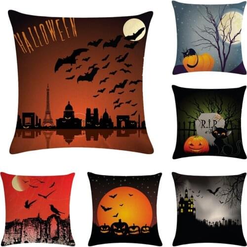 Decorative throw pillow cover case Halloween pumpkin demon cotton linen cushion cover for sofa party chair decoration cojines