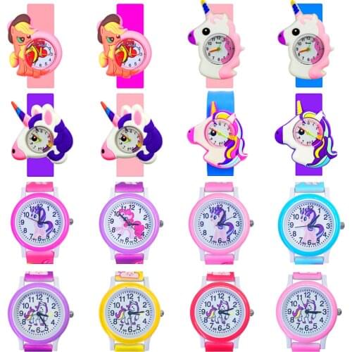 Cartoon Pony Horse Watch Children Fashion Cute Unicorn Girls Boys Child Quartz Clock Student Sport Kids Watches Baby Watch Gift