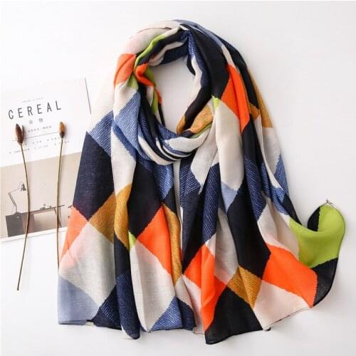 Luxury Brand Plaid Printed Scarf Women Spring Summer Long Shawl and Wrap Beach Echarpe Foulard Womens Bandana Headband 180*90cm