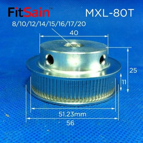 FitSain-MXL 80T Width 10mm Synchronous Wheel Stepper Motor Pulley Hole 8/10/12/14