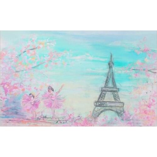 200cm*150cm(6.5ft*5ft) photography backdrop Children Eiffel Tower Dream Petalsbackground for baby photography