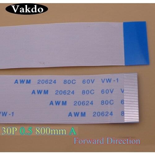 1PCS FFC FPC flat flexible cable 0.5mm pitch 30 PIN 30pin Forward Length 800mm Ribbon Flex Cable 30P AWM 20624 80C 60V VW-1