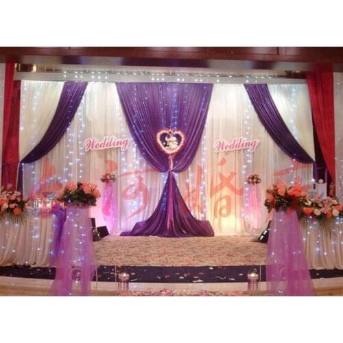 Hot Wedding 3mx6m backdrop luxurious wedding supplies stage background with Beautiful Swags wedding stage backdrop decoration