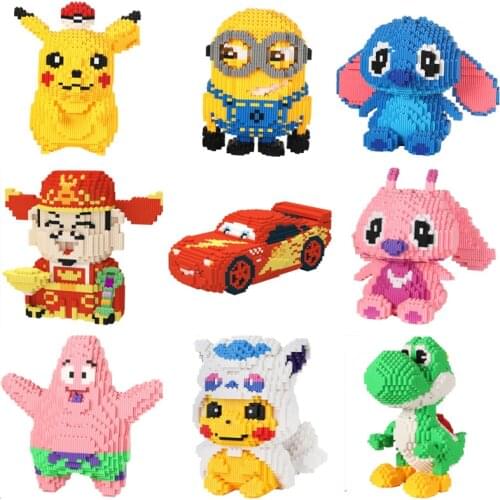 Pokemon Pikachu Building Blocks 3D DIY Educational Model Ornament Mew Micro Small Assembled Block Brick Pikachu Pokemon Toys