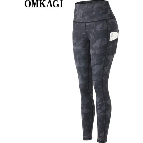 OMKAGI Yoga pants Women Workout Leggings Camouflage Pocket High Waist Seamless Leggings Sport Women Fitness Push Up Leggins