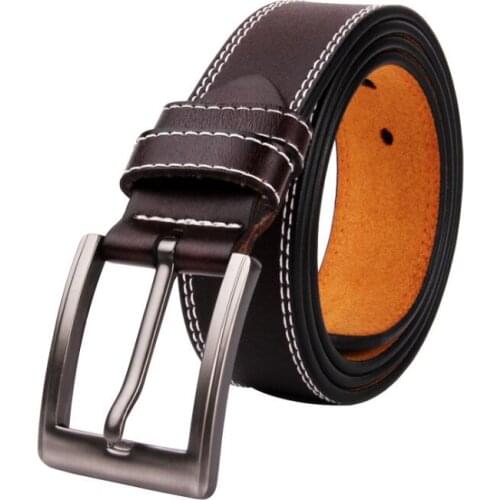 HOT Mens Casual business mans cowhide fashion wide 3.7CM alloy needle buckle Second layer, leather