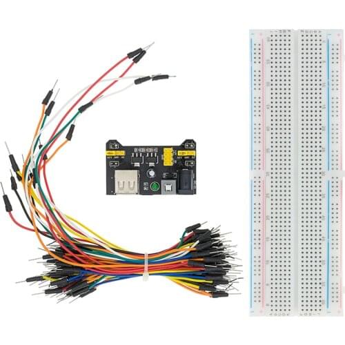 3.3V/5V MB102 Breadboard Power Module+MB-102 830 points Solderless Prototype Bread Board Kit +65 Flexible Jumper Wires