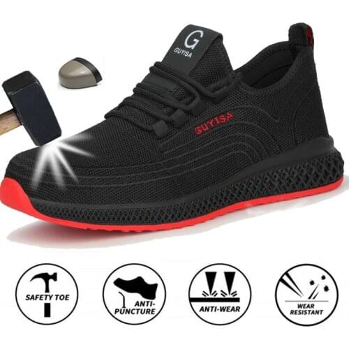 Mens Safety Shoes Steel Toe Work Safety Boots Puncture-Proof Work Sneakers Male Steel Toe Shoes Indestructible Work Shoes Men