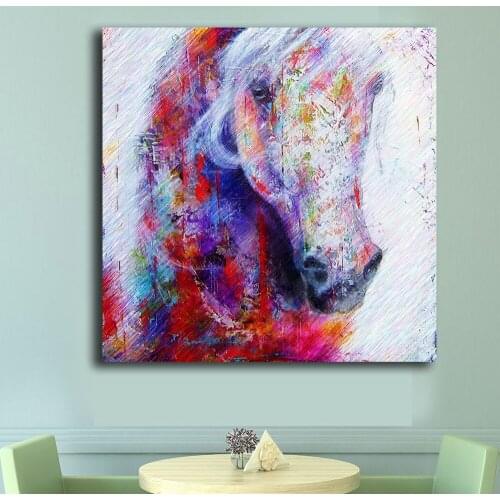 Wxkoil Oil Painting Pop Art Horse art Head II Wall Decor Painted Wall Art Canvas Printed Living Room Painting Wall Art Pictures