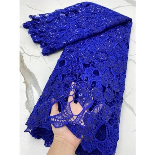 2020 Latest Royal Blue Nigerian French Sequins Lace In Switzerland For Party 2021 New Design African Guipure Laces Fabric 4277B