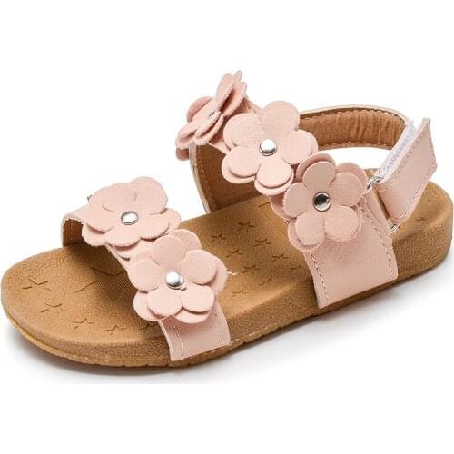 Mumoresip New Fashion Hot Sale Girls Sandals Kids Summer Shoes 1-5 Years Children Beach Shoes Sandals With Floral Flowers Soft