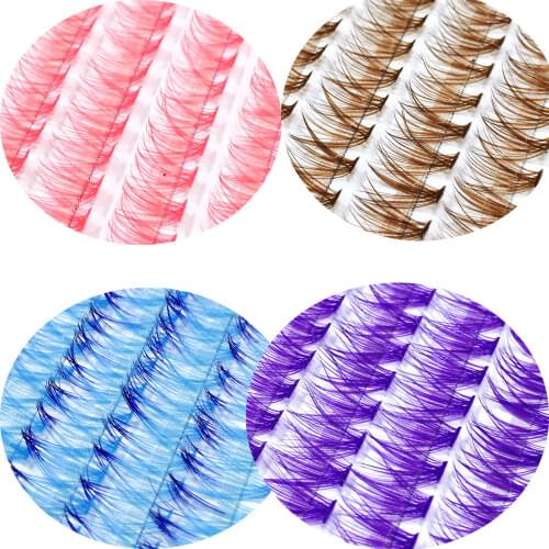 NEW long Stem Spot Fans pink Color Eyelashes Extension 5D Volume Lashes Handmade Russian Volume Lashes Extension