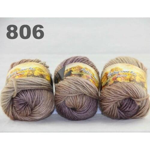 Lot of 3 skeins x 50g Chunky Hand Coarse Knitting Scores wool yarn Dark Brown Sand Beige 806
