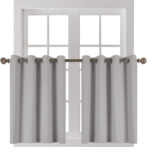 Blackout Short Curtains for Living Room Bedroom Gray Color Window Treatments Small Kitchen Curtains Home Decoration Drapes