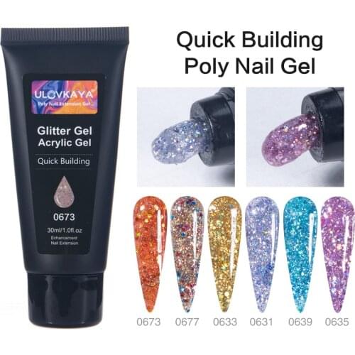 ULOVKAYA 30ml Poly Nail Gel For Extension Fast Builder Gel Soak Off Nail Varnish Glitter Acrylic Gel All For Manicure Extend