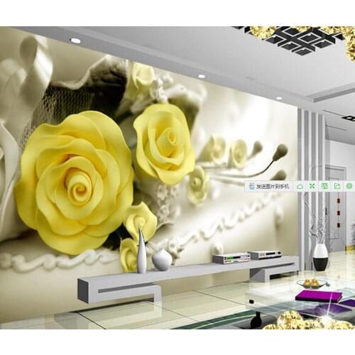 Custom 3d wallpaper Yellow rose fashion floral background wall 3d wallpaper for room living style wallpaper