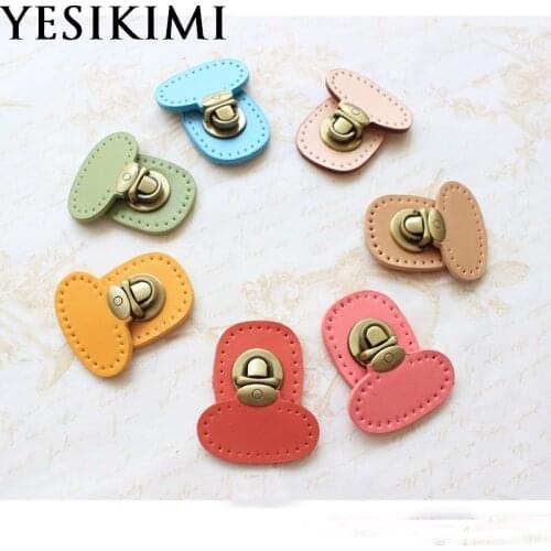 Real Leather Buckles For Bag Handwork DIY Replacement Bag Accessories Multi Color Cowhide Hasp Buckle Mortise Lock