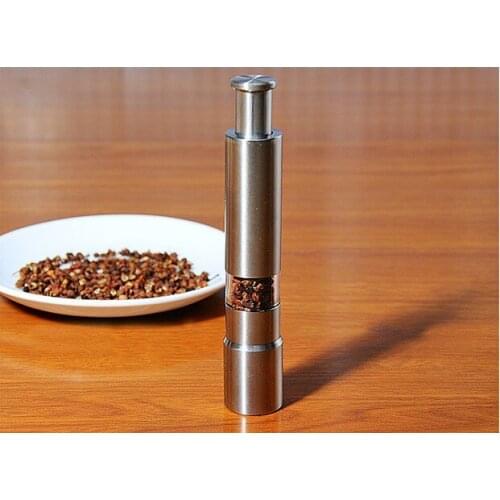 1PC High Quality Manual Pepper Mill Salt And Pepper The Grinder Kitchen Tools Silver Stainless Steel And Muller Tool KX 123
