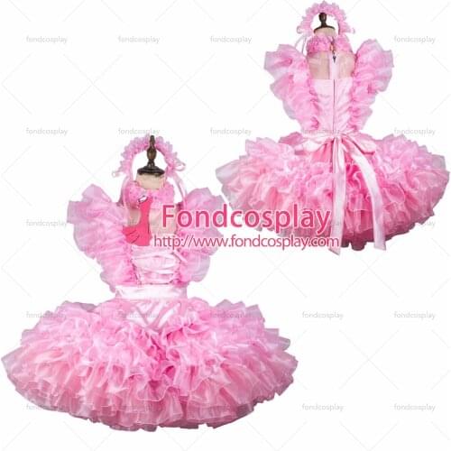Sissy maid satin dress lockable Uniform cosplay costume Tailor-made[G2451]