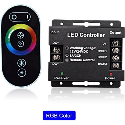 Touch LED RGB Single color Dimmer Controller RF 433MHz Wireless 18A 216W 12-24V Remote Control for 5050 5630 LED Strip lights
