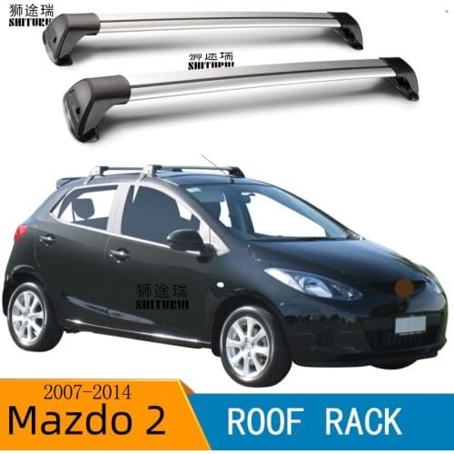 SHITURUI For Mazda 2 2007-2014 5dr Hatback ultra quiet truck roof bar car special aluminum alloy belt lock roof rack corss rack