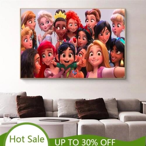 Nordic Canvas Paintings Disney Princess Chinese Mulan Anna Poster and Print Wall Art Picture for Girls Bedroom Home Decor