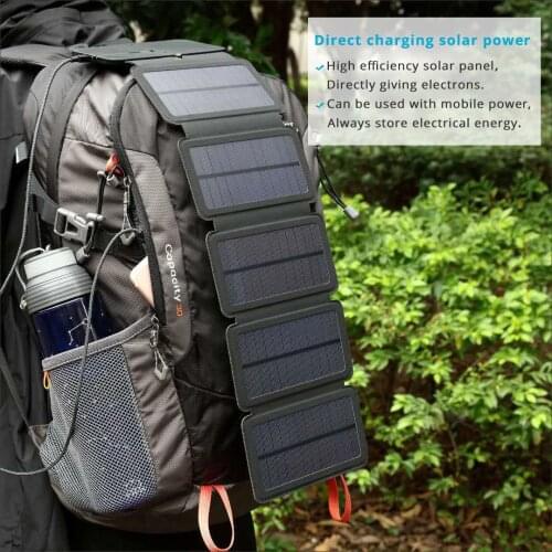 High Quality Sunpower foldable Solar Panels cells 5V 10W Portable solar mobile battery charger for phone outdoor camping