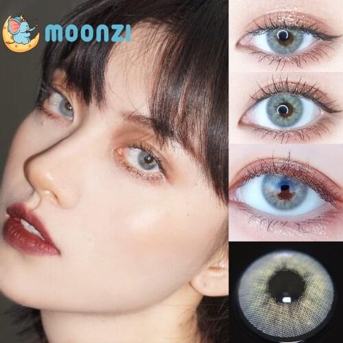 MOONZI aurora polaris sky gray unique contact lens small beauty Pupil Colored Contact Lenses for eyes yearly Myopia prescription