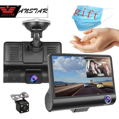 ANSTAR 4'' Three Camera Lens Car DVR HD 1080P Dash Cam Rearview Camera Motion Detection Video Recorder Auto Registrator Dvrs