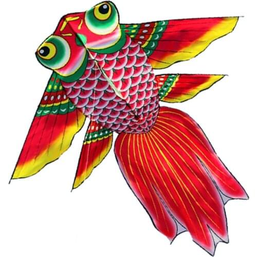 Outdoor Fun Sports 2m Power Gold Fish Kite Red Color /Orange Color With Handle and Line Good Flying