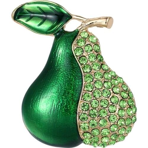 WEIMANJINGDIAN Brand New Arrival Green Crystal Rhinestones Pear Alloy Brooch Pins Decoration Jewelry Accessories