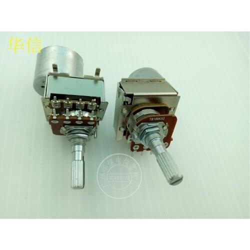 [YK] double potentiometer with motor Type 148 B50K B100K B503 B104 length 25MM flower 8 feet switch