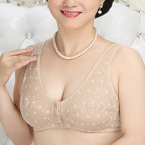 Plus Size Cotton Bras for Women Wire Free Front Button Comfort Bra Lingerie Leisure Bh Size 36-44 A B C Cup