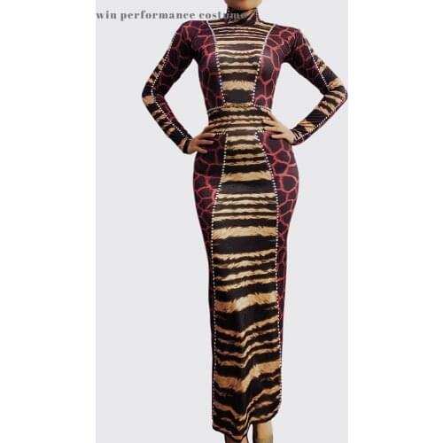 Giraffe veins American African Style Feast Banquet Evening Dress Anniversary Birthday Prom Ball Party Revelry Bar Singer Host