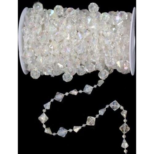 12 Meters AB Color 15+11*9+4mm Acrylic Crystal Beads Chain Garland Strand For Wedding Party Hanging Venue Decoration FD011