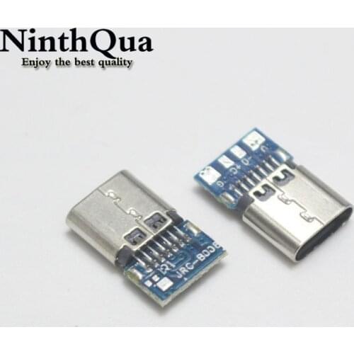 20-100pcs Micro USB 3.1 Type C Connector 14 Pin Female Socket receptacle Through Holes PCB 180 Vertical Shield USB-C