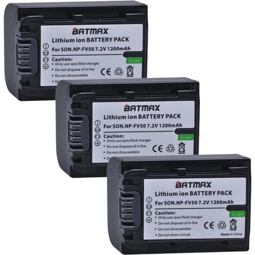 3PCS NP-FV50 NP FV50 Camera Battery for Sony HDR CX390 290E PJ510 820E 790E 660E XR260 CX700E PJ50E 30E SR68 CX180E VG10E