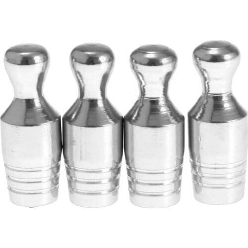 4 Pcs Car Bicycle Motorcycle Sliver Bowling Type Tyre Tire Wheel Stem Air Valve Cap