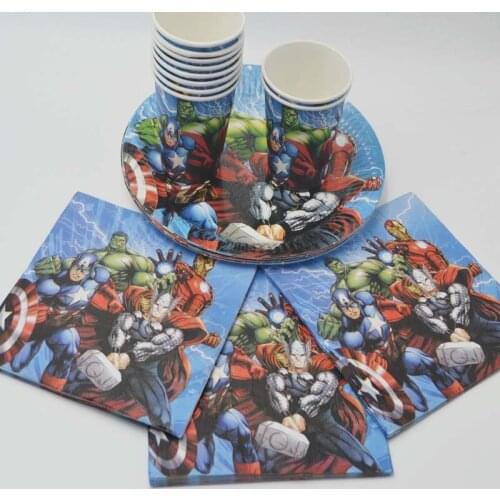 40pcs/lot avengers birthday party Cup/Plate/Napkin kids Party Decoration Disposable Tableware kids Boys superhero party supplies