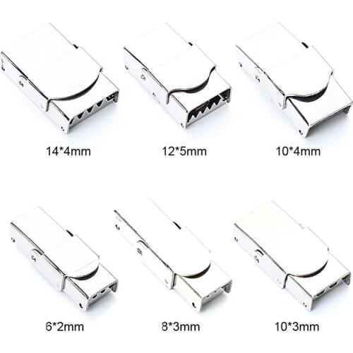 5pcs/lot High Quality Silver Stainless Steel Flat End Fastener Clasps Jewelry Connectors for Leather Cord Jewelry Making